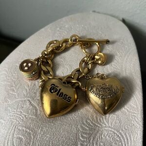 RARE Y2K Juicy Couture Gloss Gold Heart Charm Bracelet